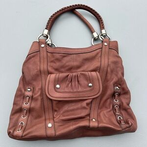 B. Makowsky Rich Tan Leather Shoulder Bag